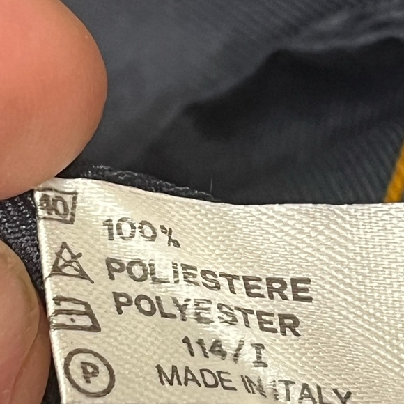 Vintage Terital Montefiber Navy Blue Gold Patterned Scarf made in Italy IOF - Picture 4 of 5